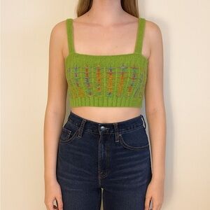 Cider Size Small Green Crochet Crop Top New With Tags
